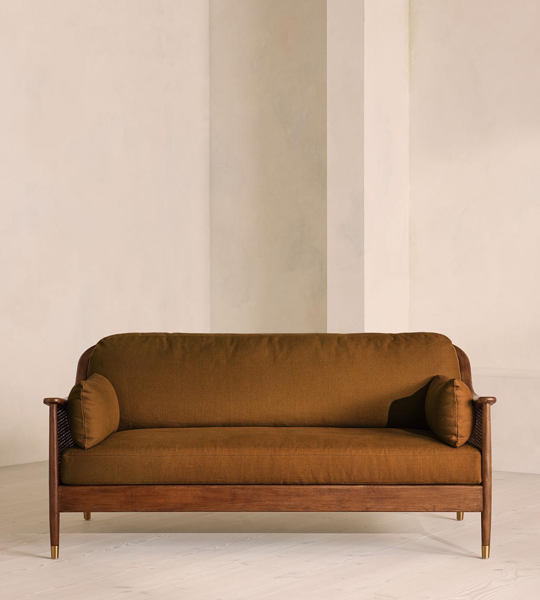 Atlanta Three Seater Sofa - Linen - Terracotta - US - Listing - Image 1