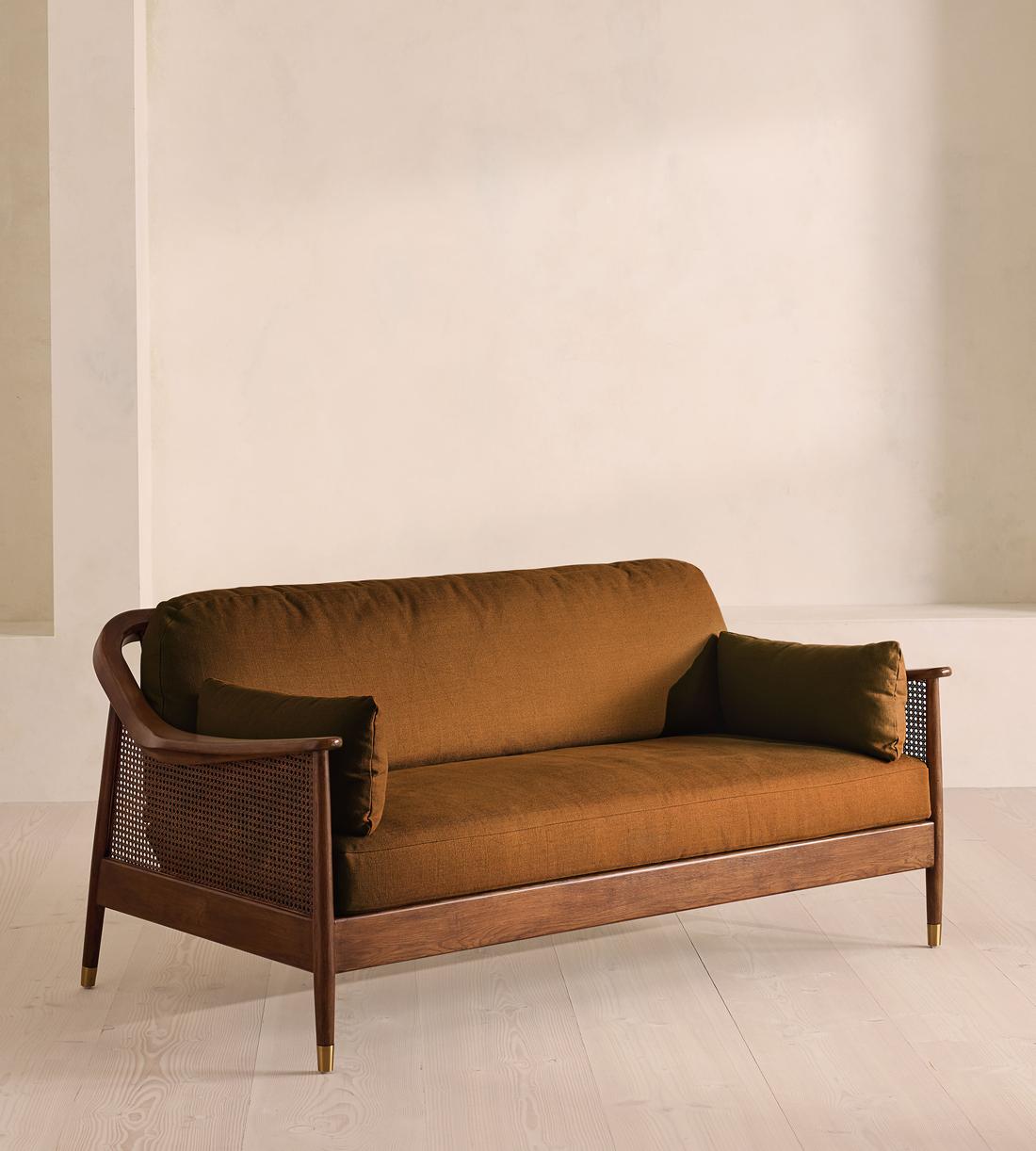 Atlanta Three Seater Sofa - Linen - Terracotta - US - Listing - Image 2