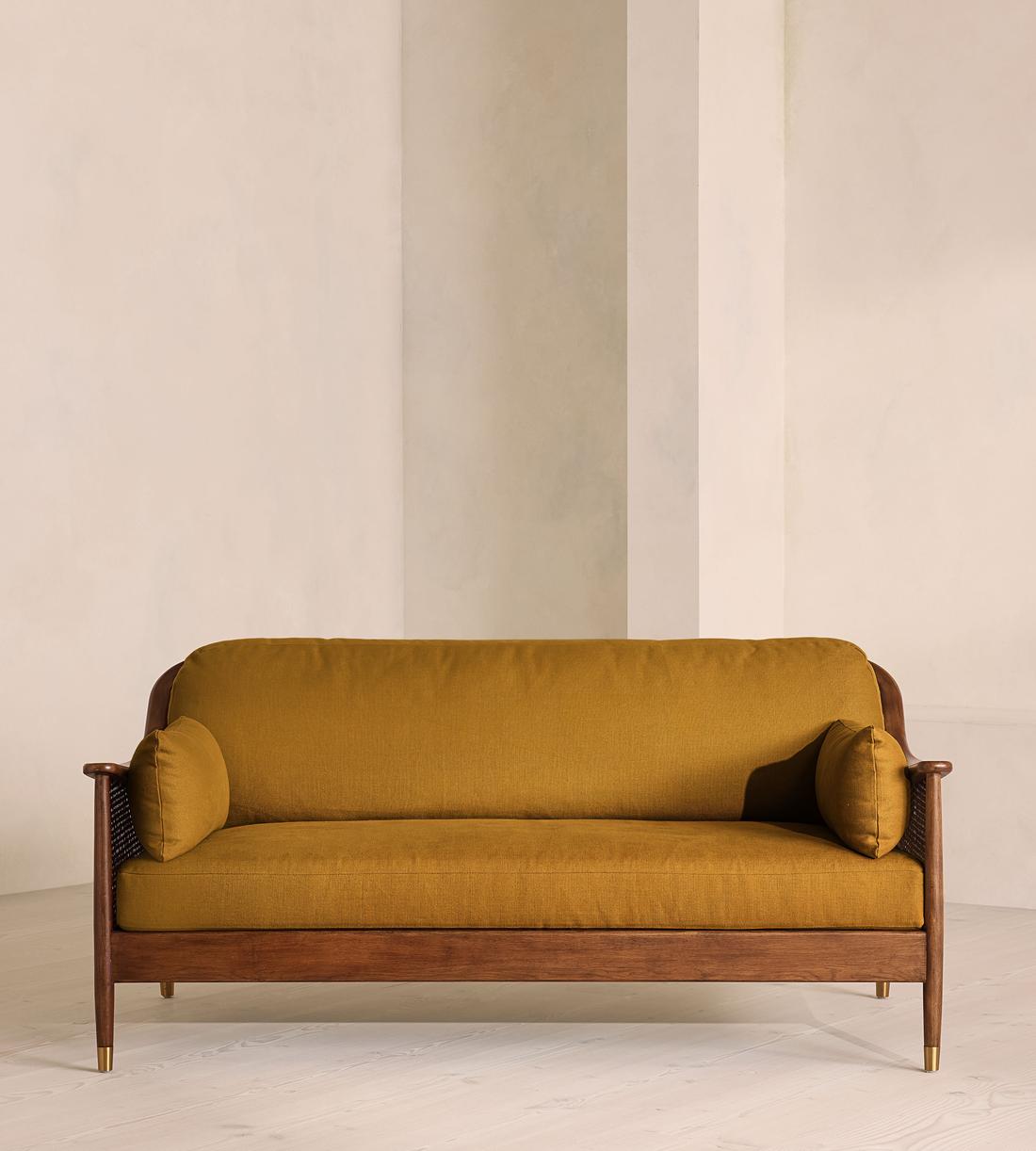 Atlanta Three Seater Sofa - Linen - Turmeric - US - Listing - Image 1