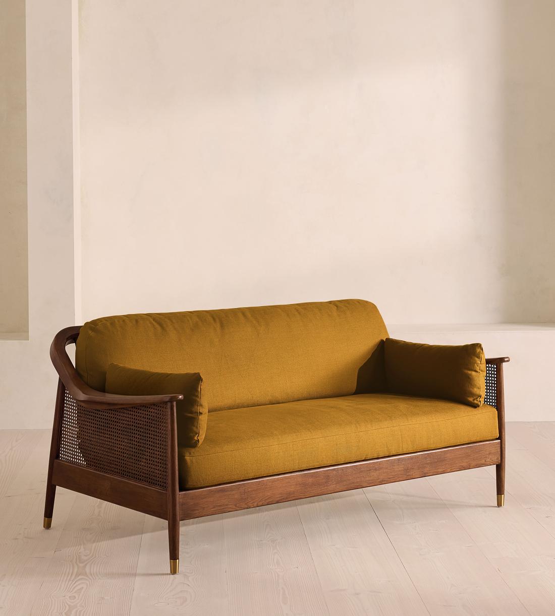 Atlanta Three Seater Sofa - Linen - Turmeric - US - Listing - Image 2