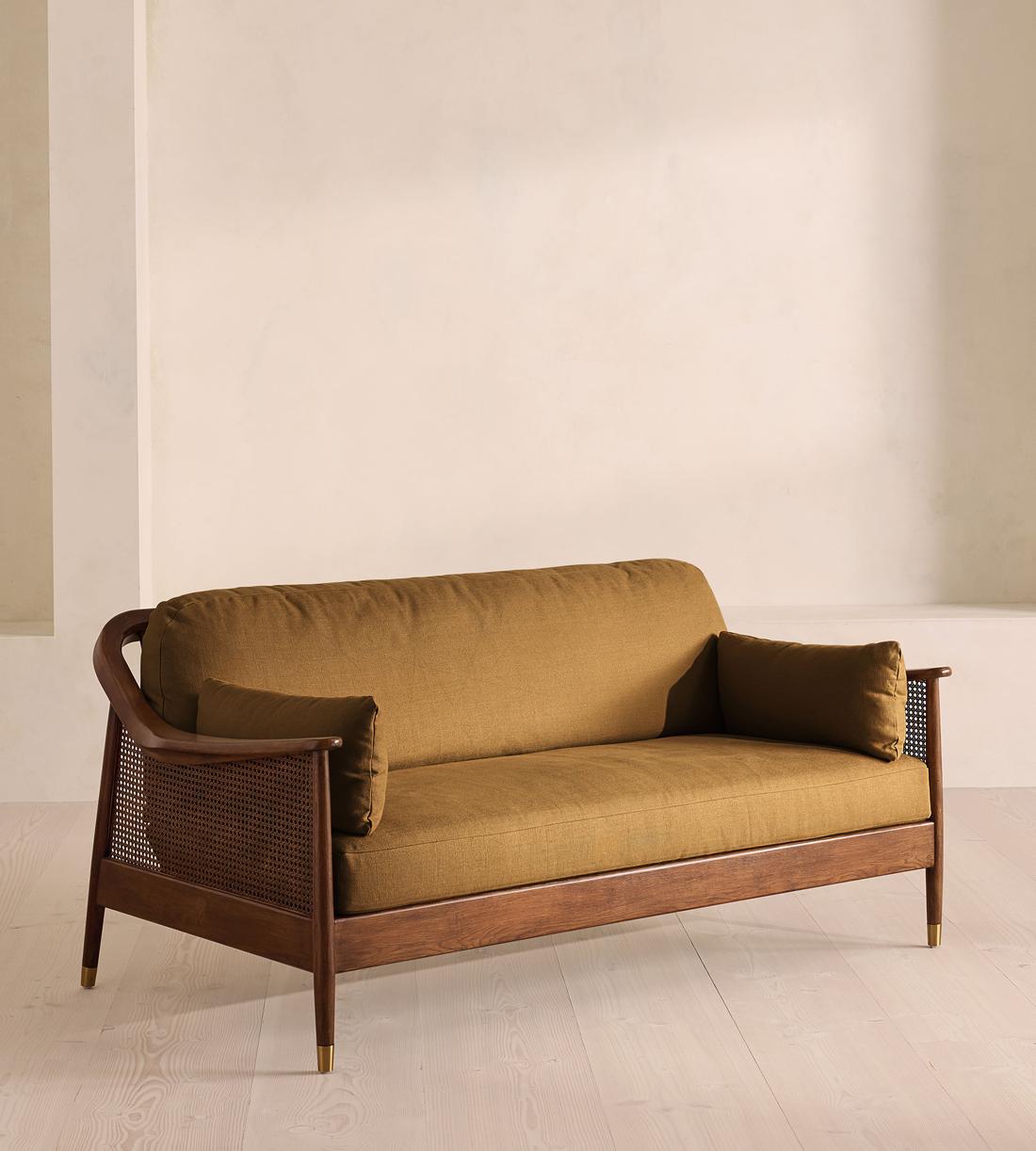 Atlanta Three Seater Sofa - Linen - Ochre - Listing - Image 2
