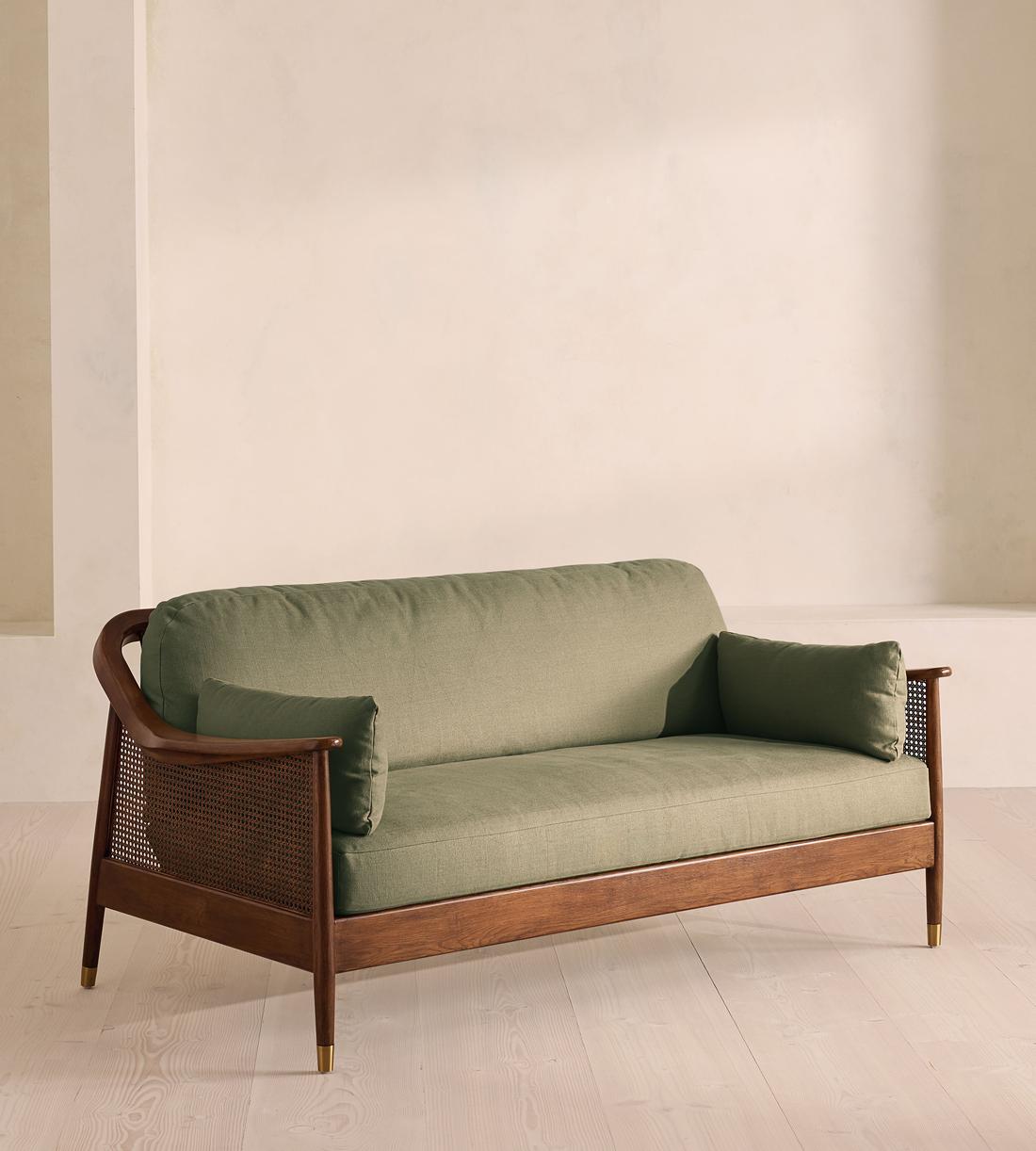Atlanta Three Seater Sofa - Linen - Sage - US - Listing - Image 2