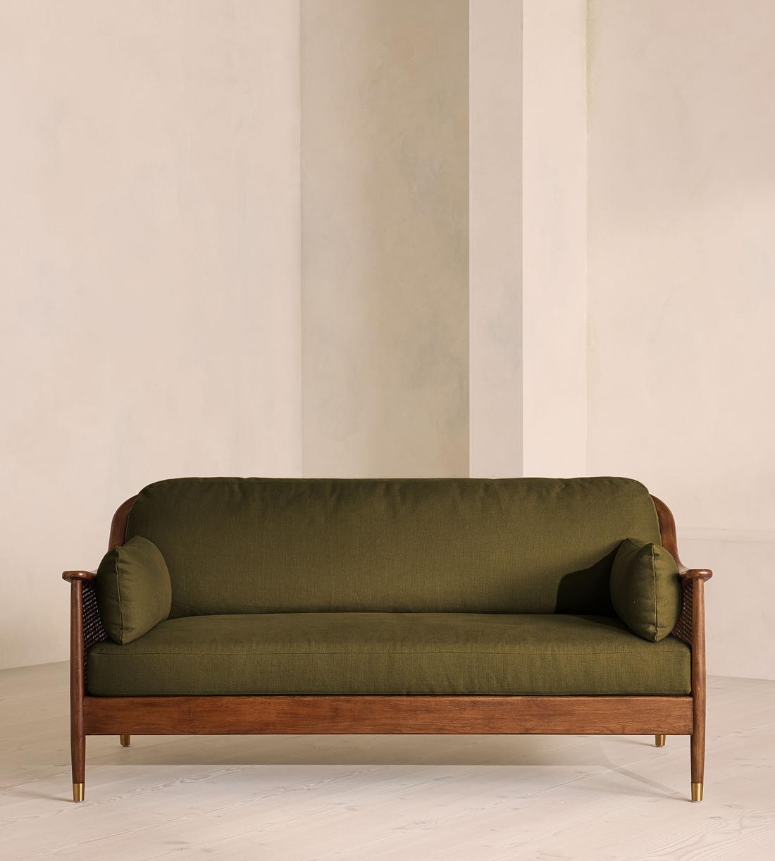 Atlanta Three Seater Sofa - Linen - Olive - US - Listing - Image 1