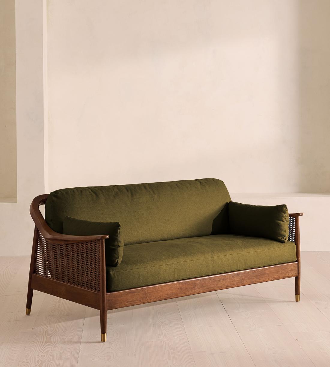 Atlanta Three Seater Sofa - Linen - Olive - US - Listing - Image 2