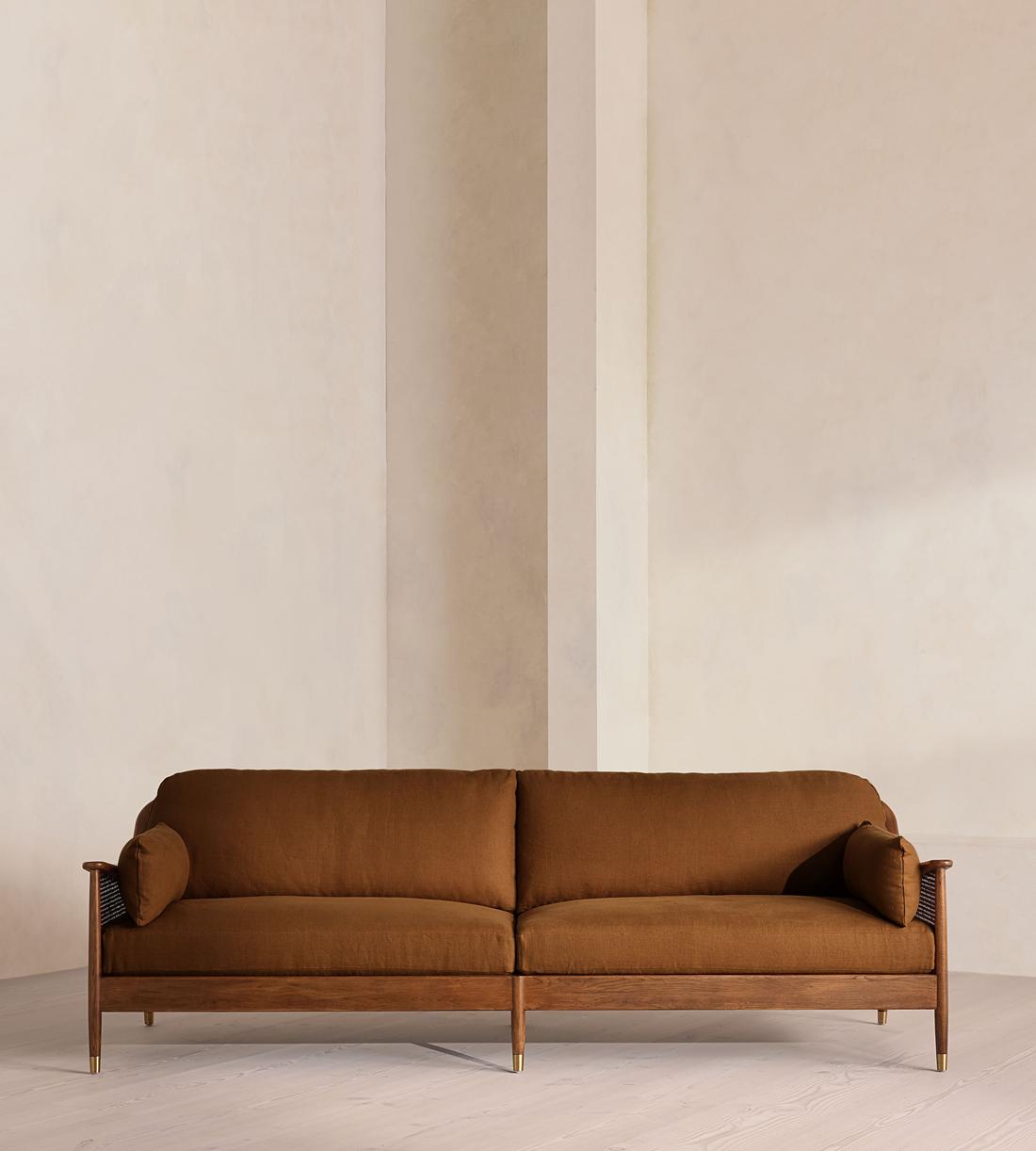 Atlanta Four Seater Sofa - Linen - Terracotta - US - Listing - Image 1