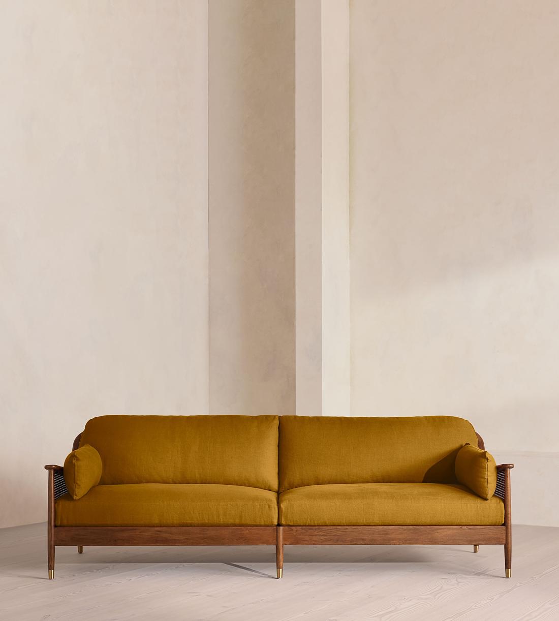 Atlanta Four Seater Sofa - Linen - Turmeric - US - Listing - Image 1