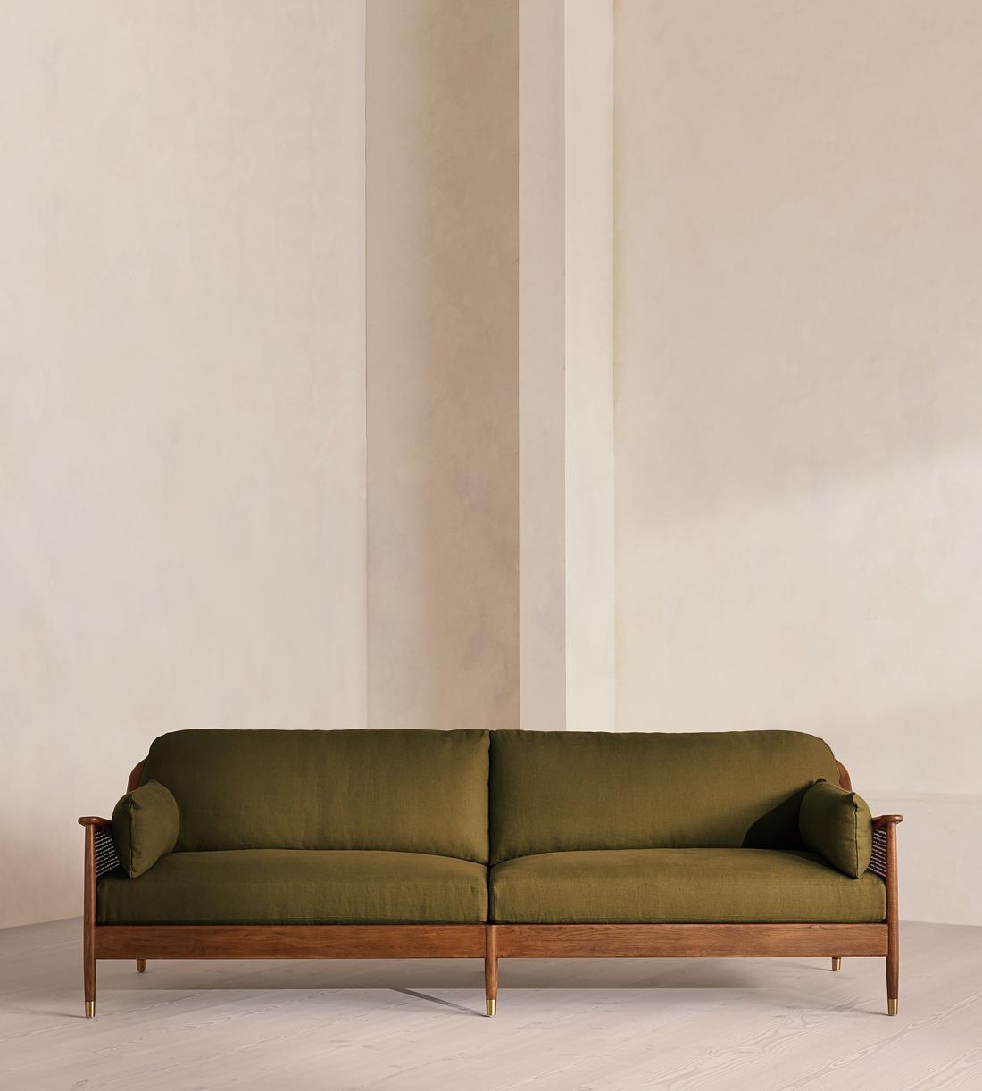 Atlanta Four Seater Sofa - Linen - Olive - US - Listing - Image 1