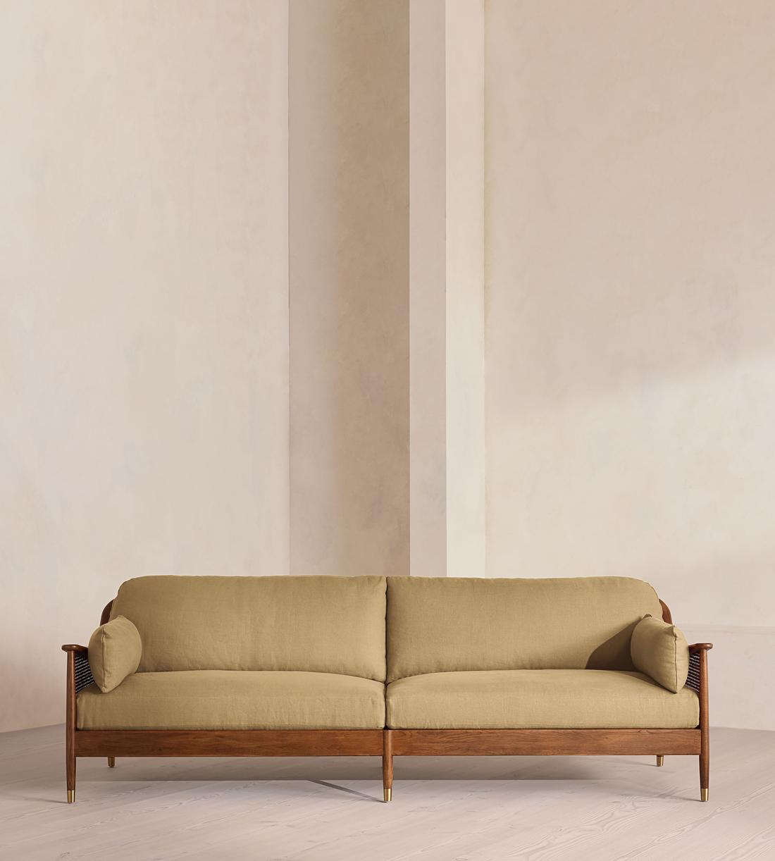 Atlanta Four Seater Sofa - Linen - Wheat - US - Listing - Image 1