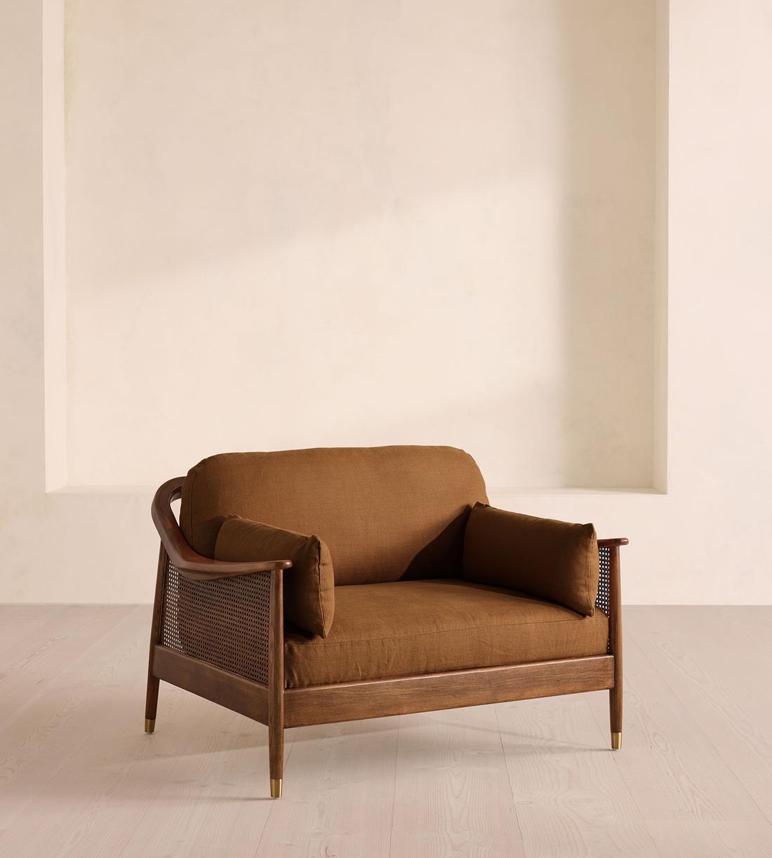 Atlanta Loveseat - Linen - Terracotta - UK - Listing - Image 1