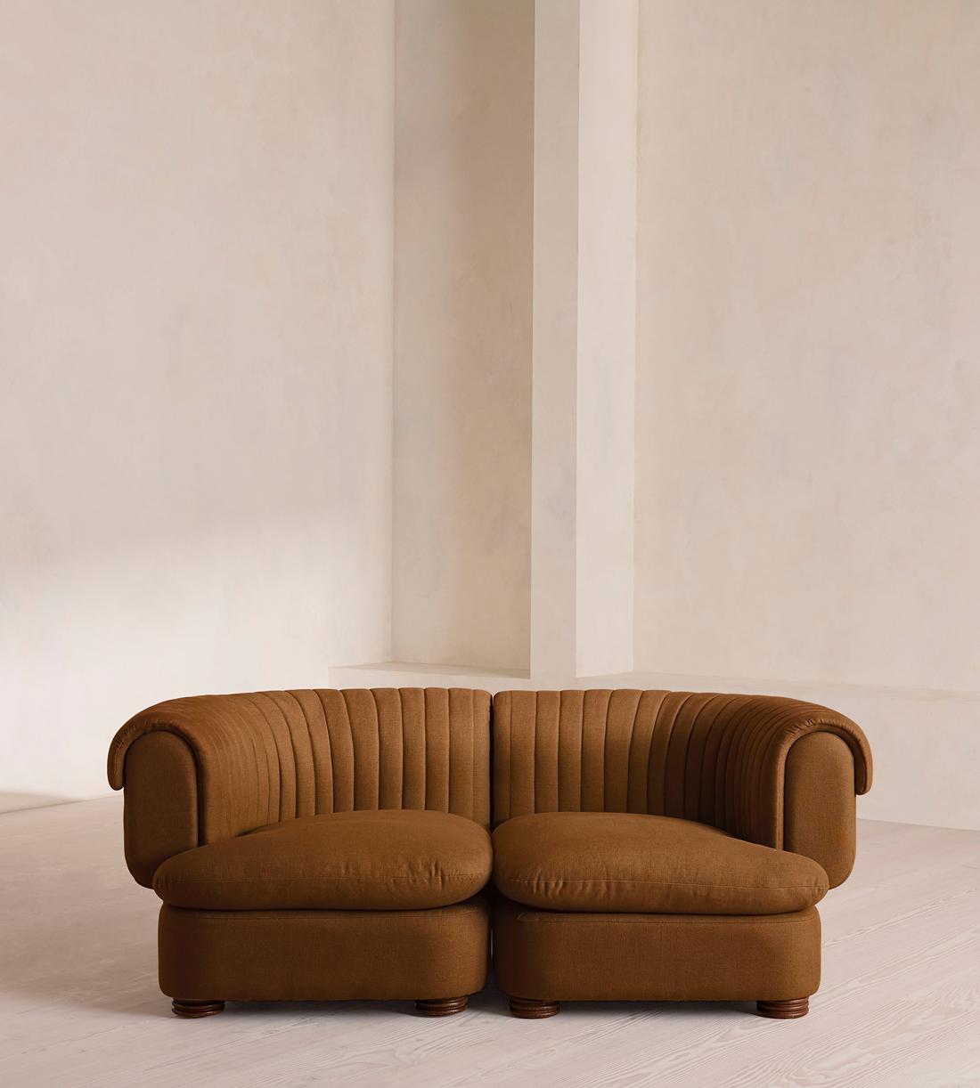 Rava Sectional Sofa - Three Seater - Linen - Terracotta - US - Listing - Image 1