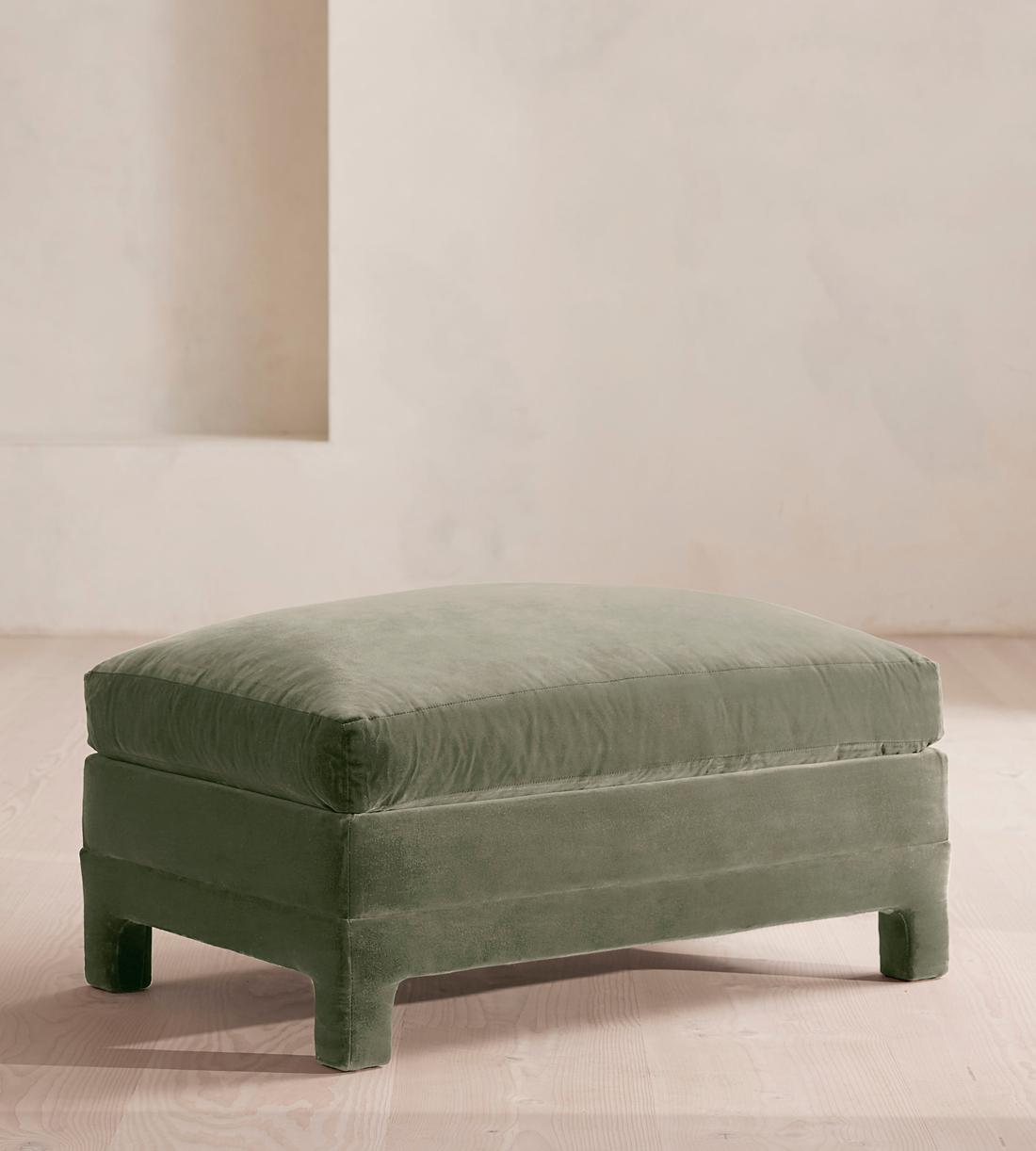 Ashford Ottoman - Velvet - Seafoam - UK - Listing - Image 1