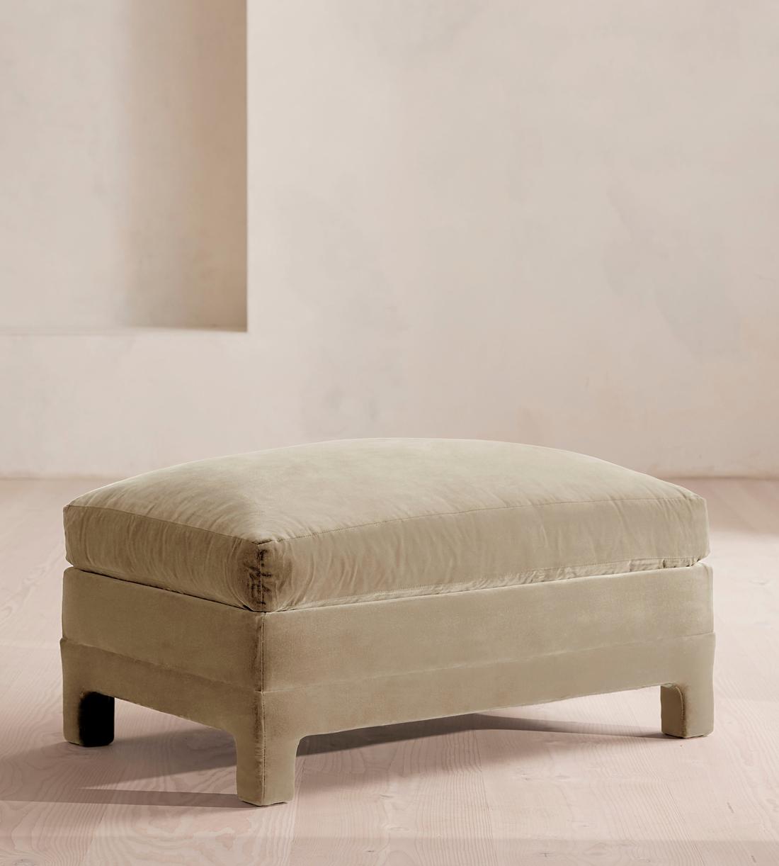 Ashford Ottoman - Velvet - Oyster - UK - Listing - Image 1