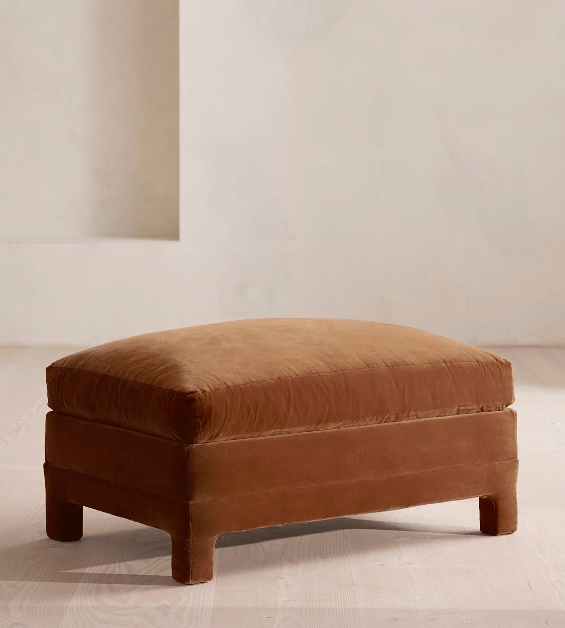 Ashford Ottoman - Velvet - Cinnamon - UK - Listing - Image 1