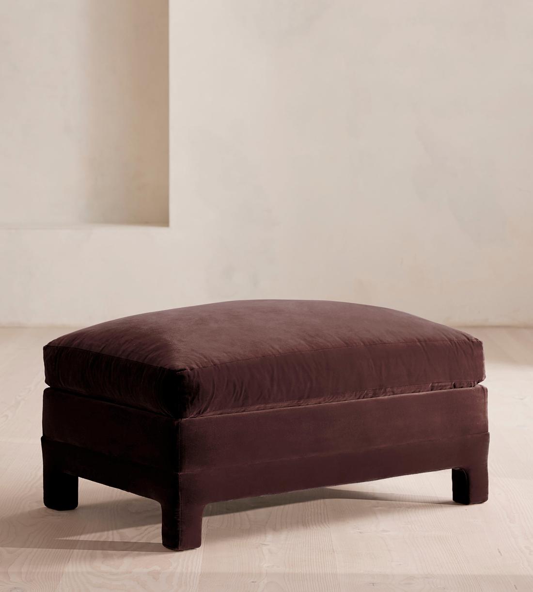Ashford Ottoman - Velvet - Aubergine - UK - Listing - Image 1