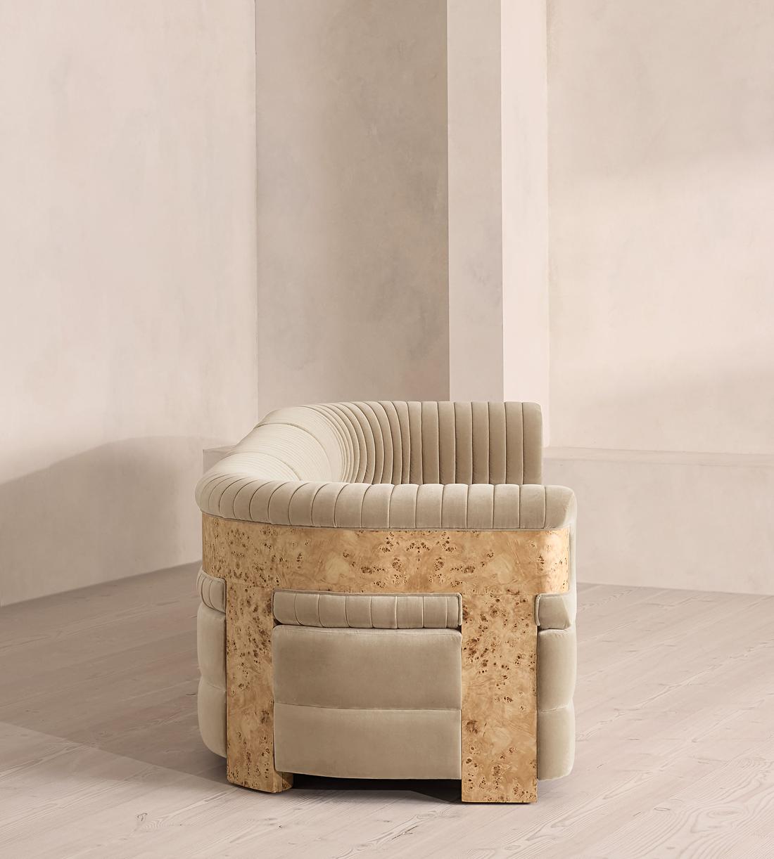 Caleb Modular Sofa - Four Seater - Velvet - Oyster - Blonde Burl - UK - Images - Image 3