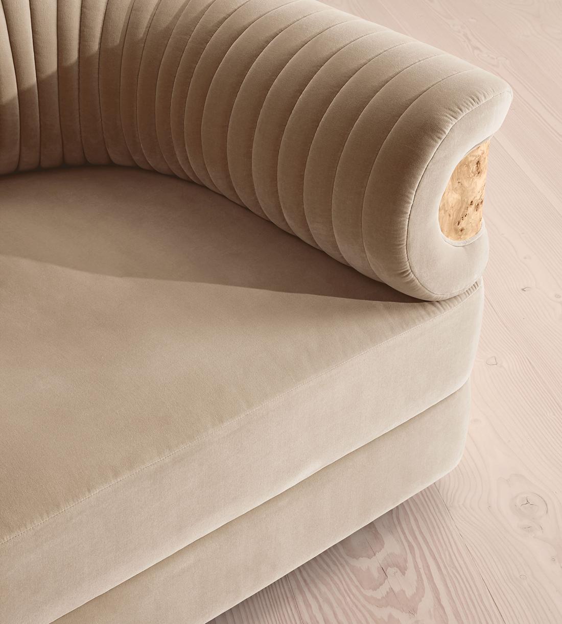 Caleb Modular Sofa - Four Seater - Velvet - Oyster - Blonde Burl - UK - Images - Image 5