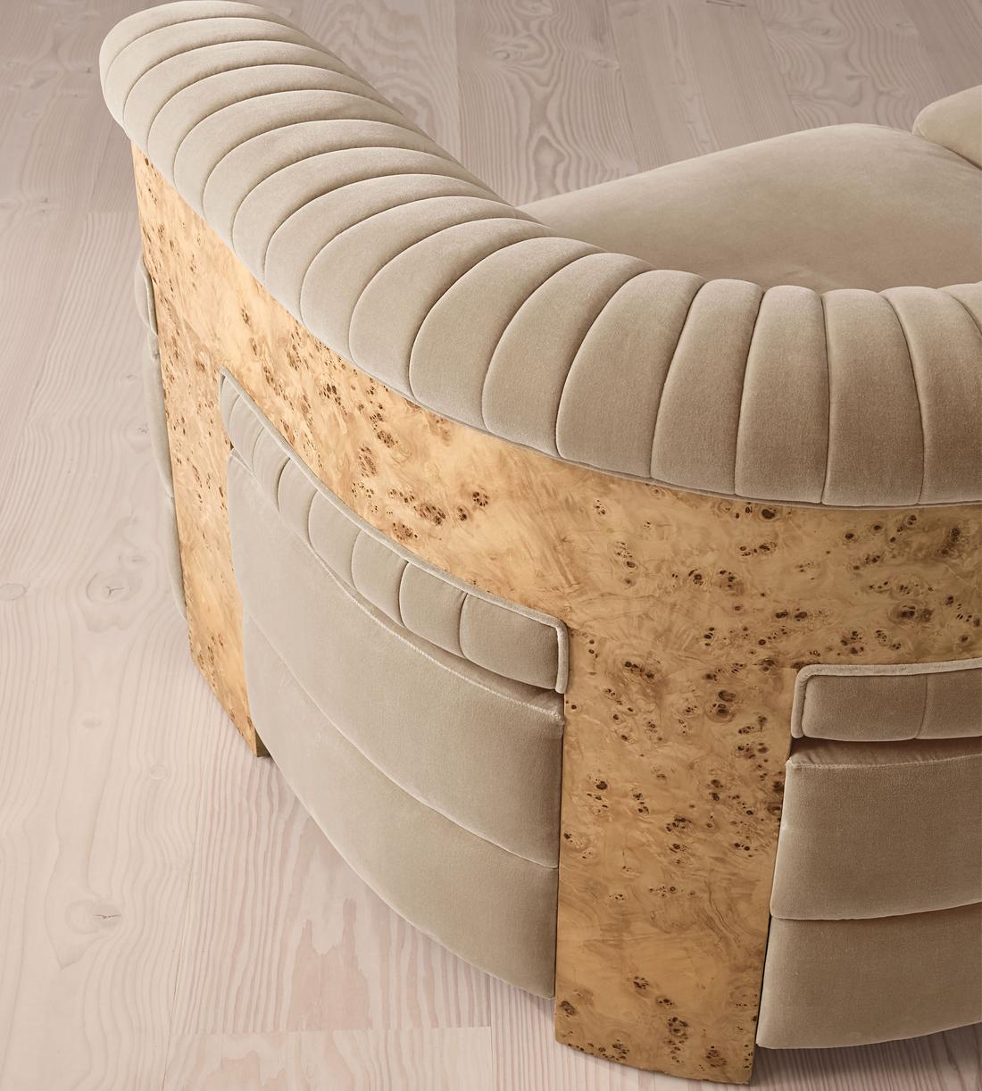 Caleb Modular Sofa - Four Seater - Velvet - Oyster - Blonde Burl - UK - Images - Image 6