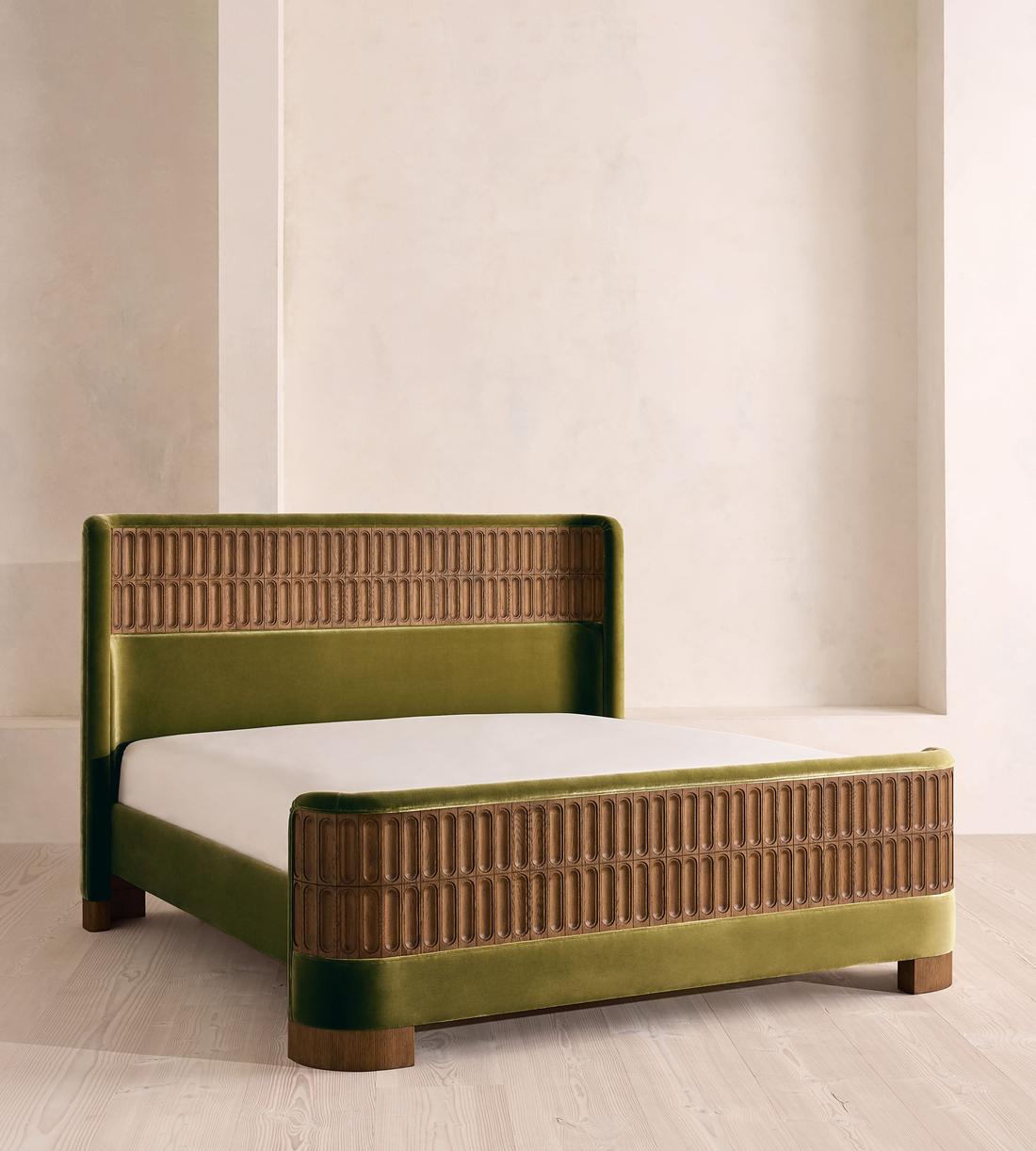 Devon Bed - Queen - Velvet - Olive - US - Listing - Image 1