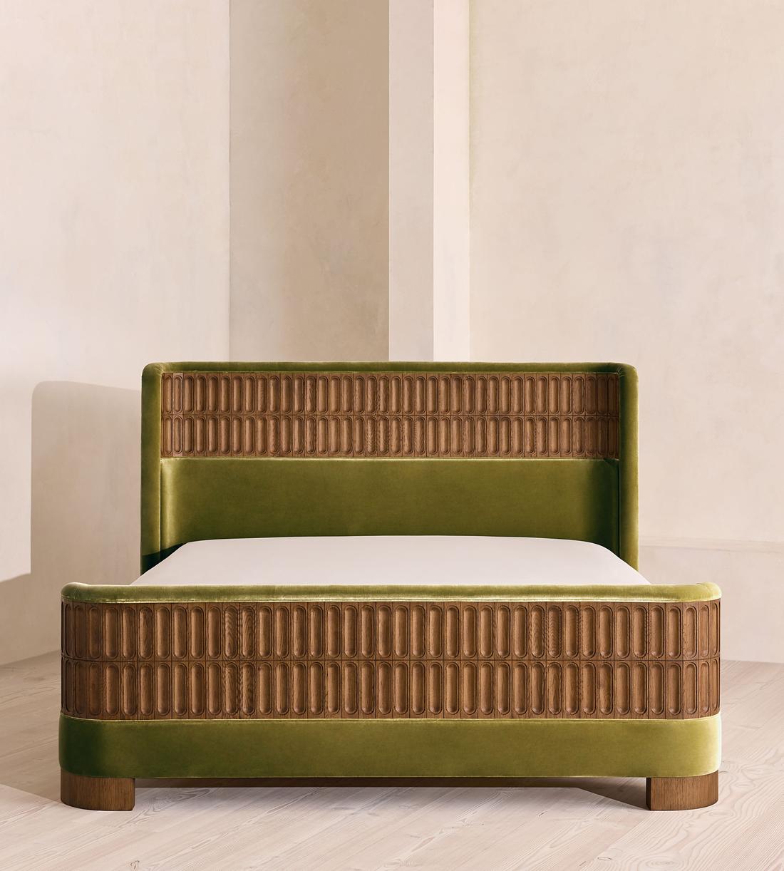 Devon Bed - Queen - Velvet - Olive - US - Listing - Image 2