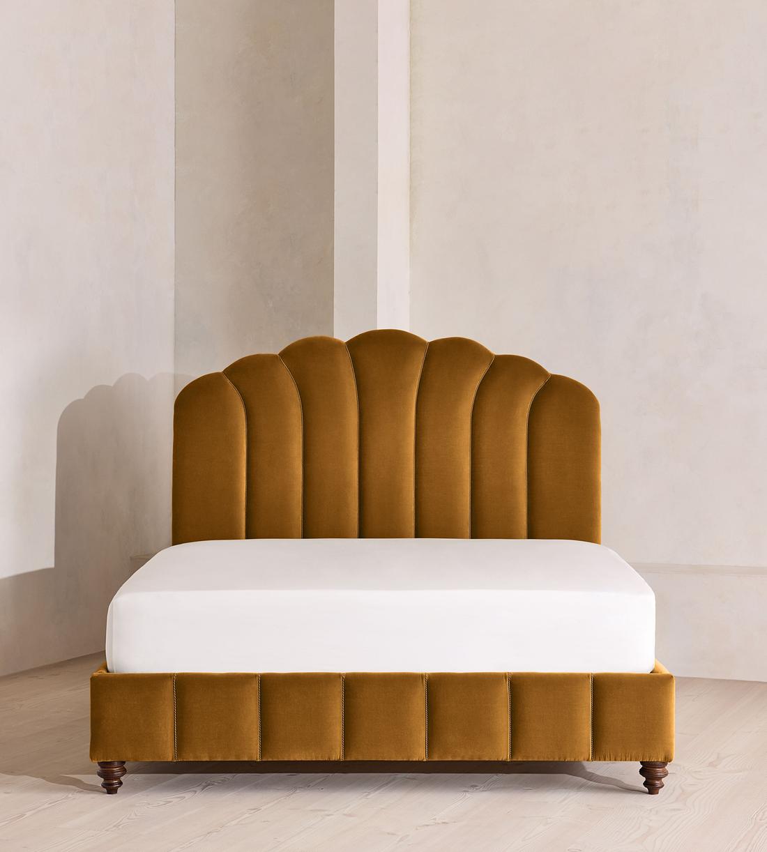 Manette Bed - with Twisted Cord - Double - Velvet - Mustard - Listing - Image 2