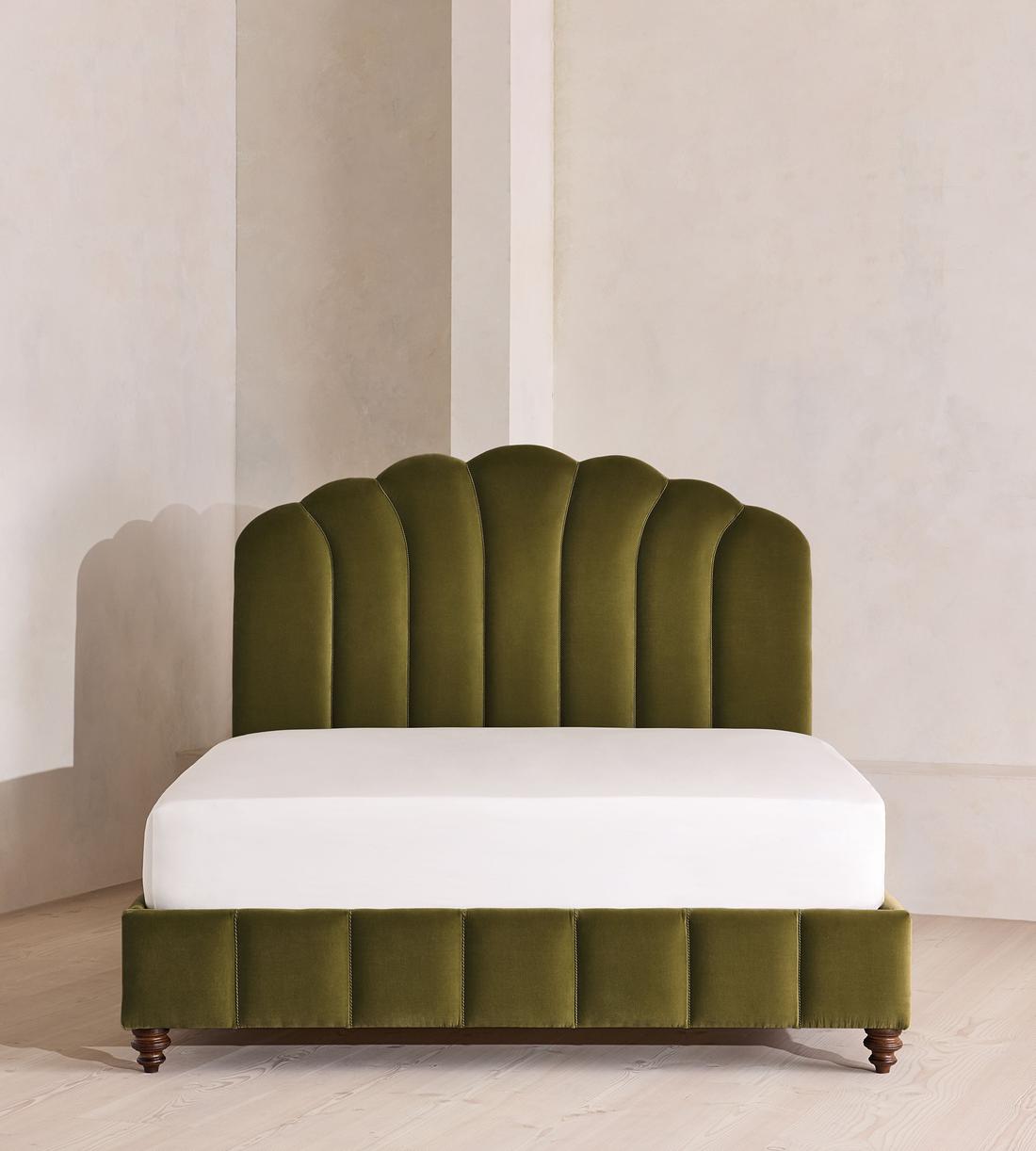 Manette Bed - with Twisted Cord - Double - Velvet - Olive - Listing - Image 2