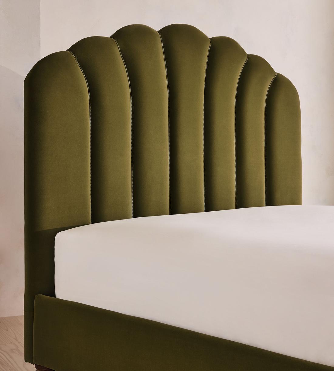Manette Bed - with Twisted Cord - Double - Velvet - Olive - Images - Image 3