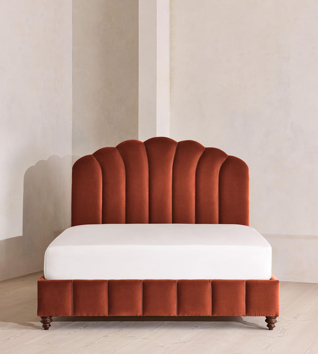 Manette Bed - with Twisted Cord - Full - Velvet - Rust - US - Listing - Image 2