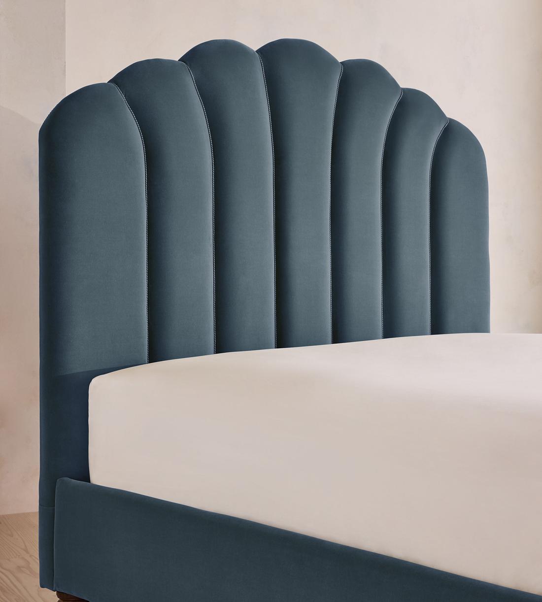 Manette Bed - with Twisted Cord - Double - Velvet - Grey Blue - Images - Image 3