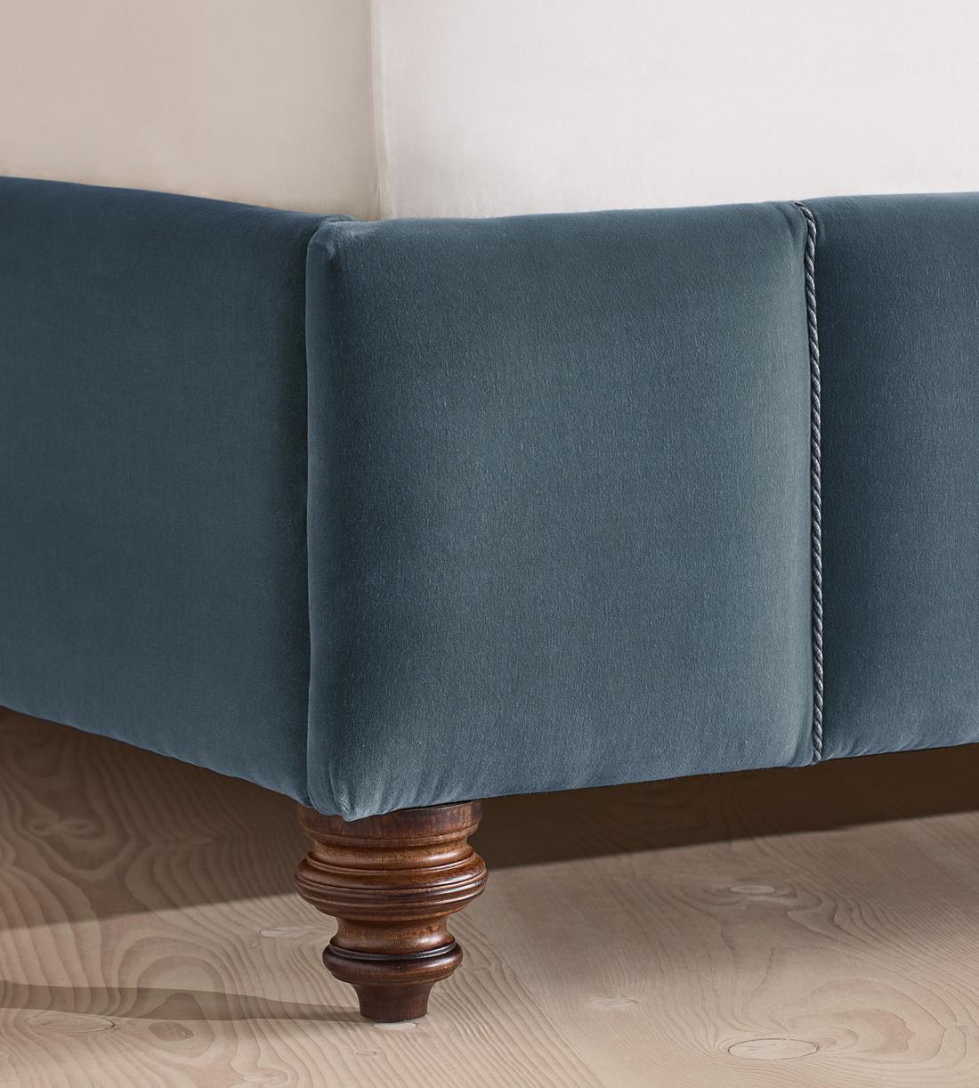Manette Bed - with Twisted Cord - Double - Velvet - Grey Blue - Images - Image 5