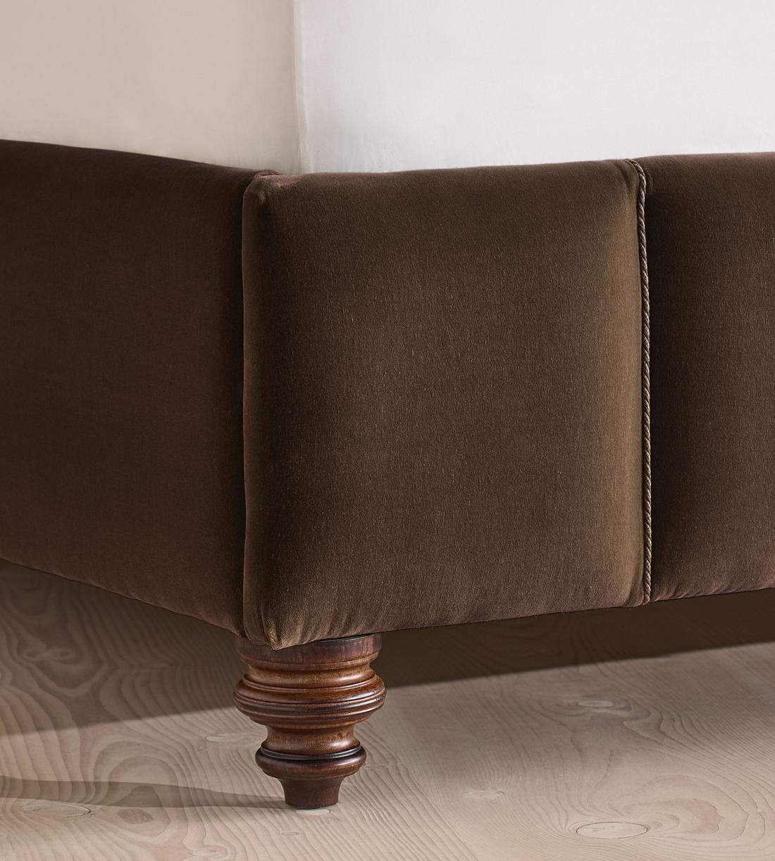 Manette Bed - with Twisted Cord - Double - Velvet - Chocolate - Images - Image 5