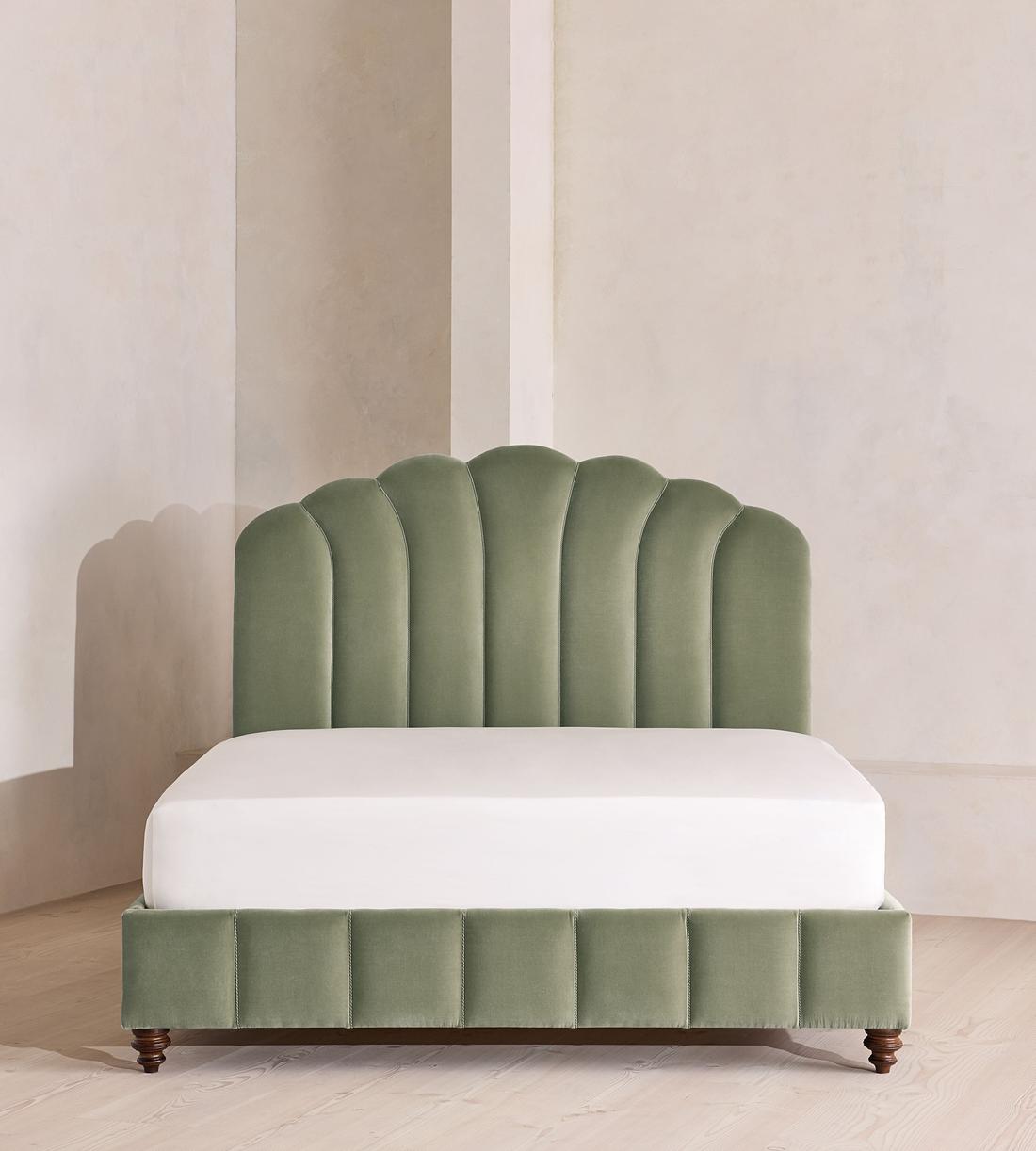 Manette Bed - with Twisted Cord - Double - Velvet - Seafoam - UK - Listing - Image 2