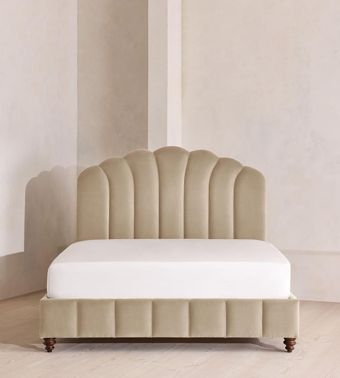 Manette Bed - with Twisted Cord - Double - Velvet - Oyster - UK - Listing - Image 2