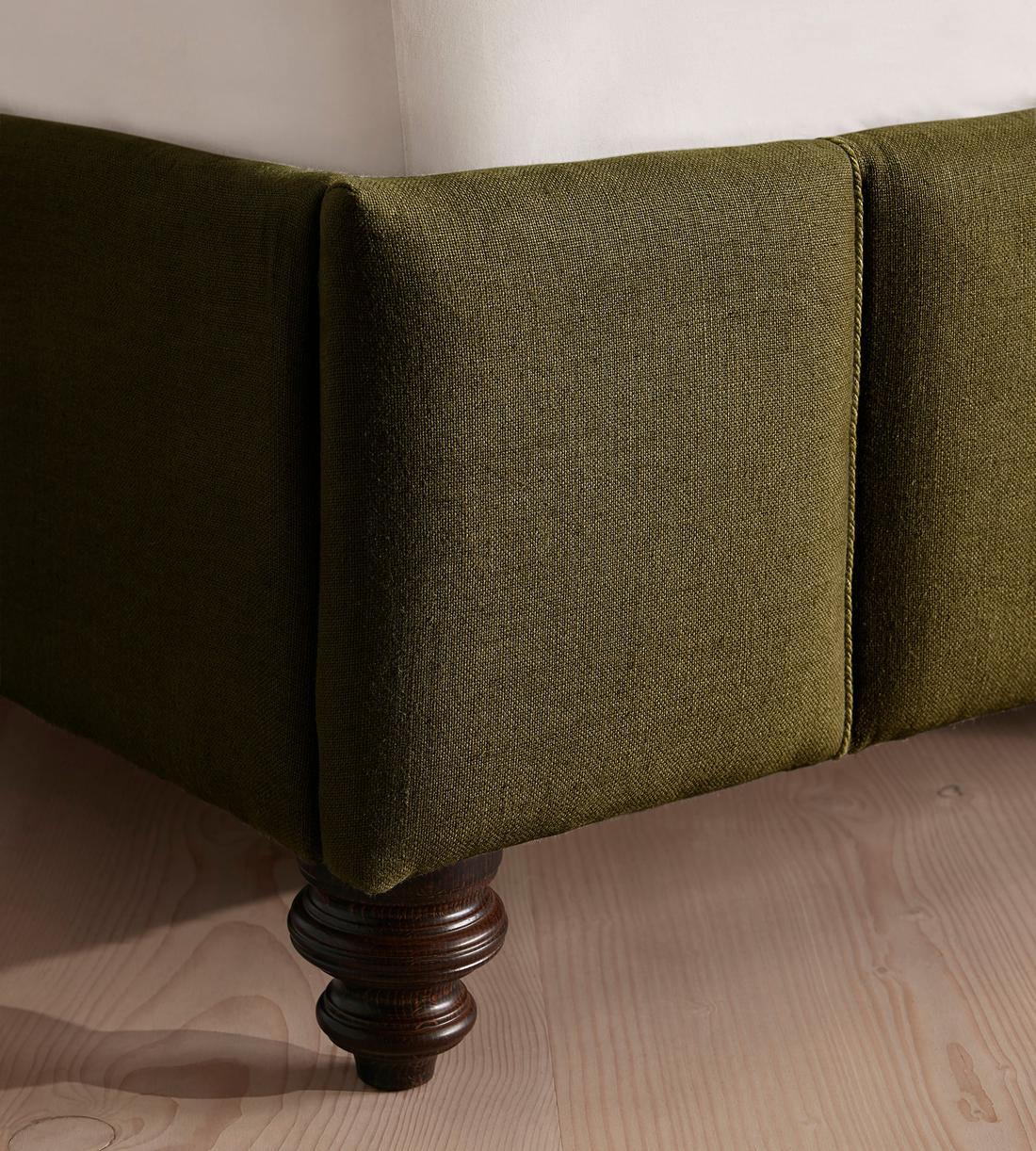 Manette Bed - with Twisted Cord - Double - Linen - Olive - Images - Image 5