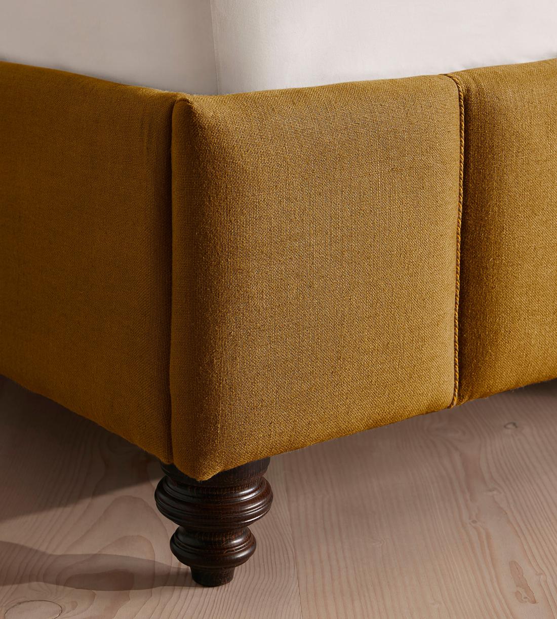 Manette Bed - with Twisted Cord - Double - Linen - Turmeric - UK - Images - Image 5