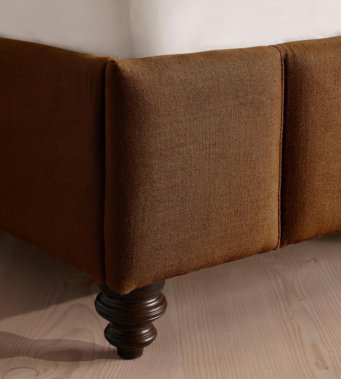 Manette Bed - with Twisted Cord - Double - Linen - Terracotta - UK - Images - Image 5