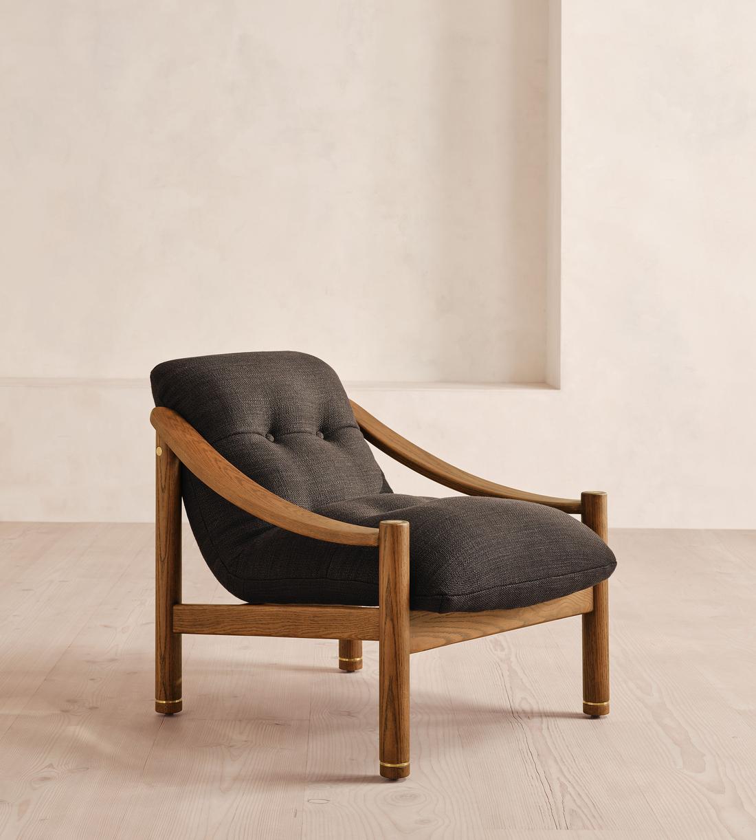 Karine Armchair - Dark Stain - Wool Linen - Cacao - UK - Listing - Image 2