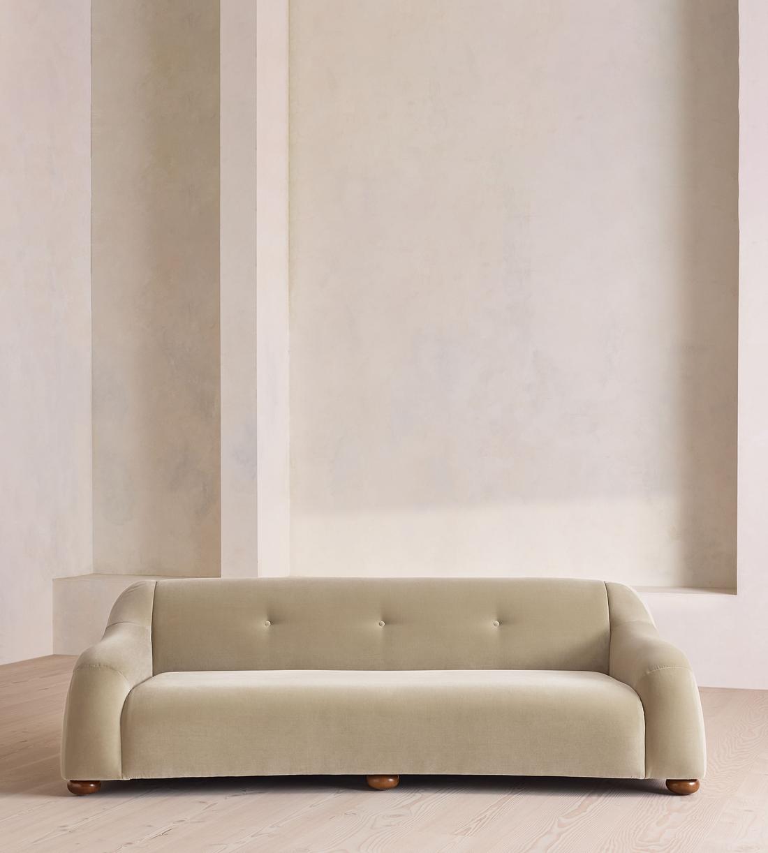 Liana Three Seater Sofa - Velvet - Oyster - UK - Listing - Image 2