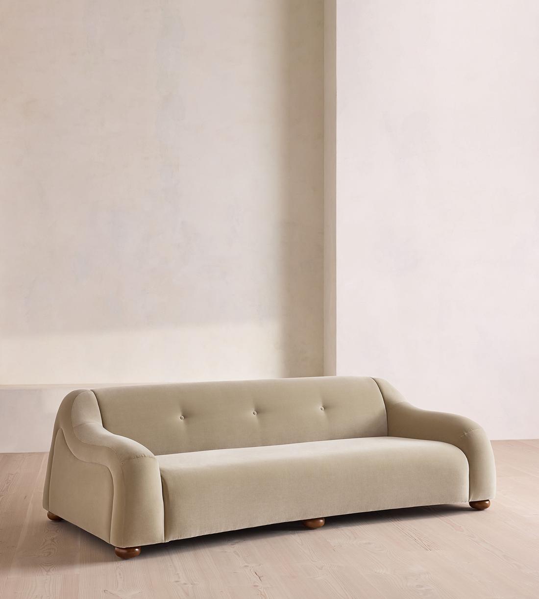 Liana Three Seater Sofa - Velvet - Oyster - UK - Listing - Image 1