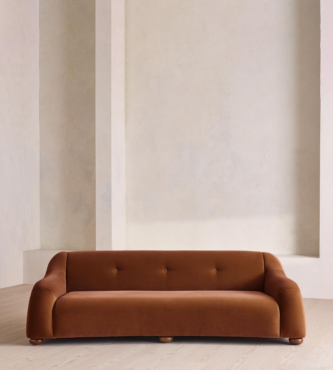 Liana Three Seater Sofa - Velvet - Cinnamon - UK - Listing - Image 2