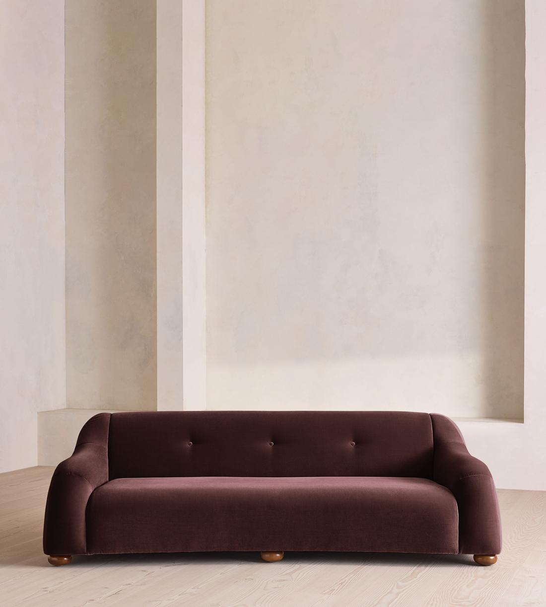 Liana Three Seater Sofa - Velvet - Aubergine - UK - Listing - Image 2