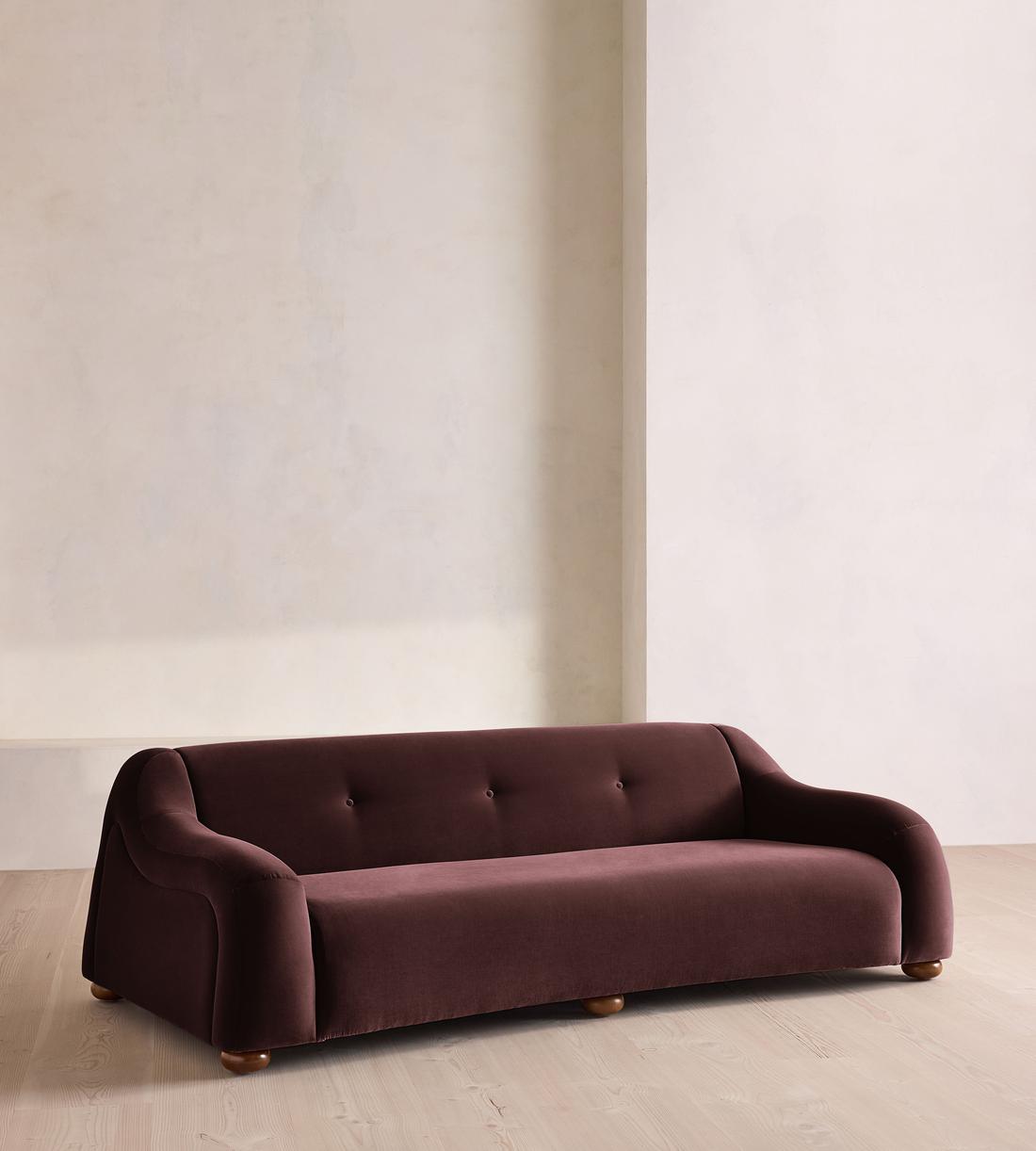 Liana Three Seater Sofa - Velvet - Aubergine - UK - Listing - Image 1