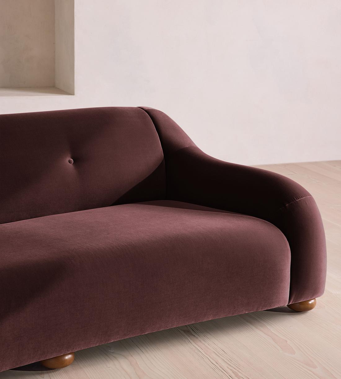 Liana Three Seater Sofa - Velvet - Aubergine - UK - Images - Image 5