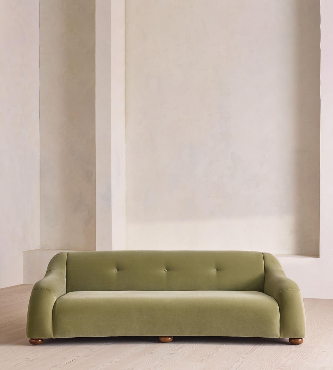 Liana Three Seater Sofa - Velvet - Lichen - UK - Listing - Image 1