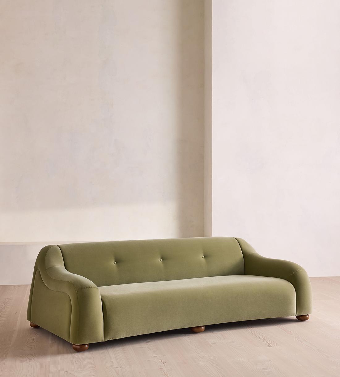 Liana Three Seater Sofa - Velvet - Lichen - UK - Listing - Image 2