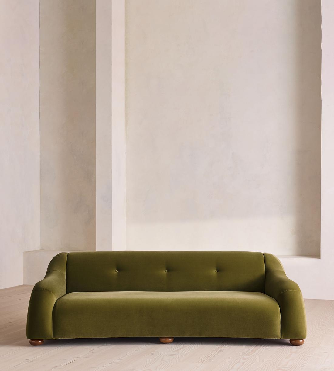 Liana Three Seater Sofa - Velvet - Olive - UK - Listing - Image 2