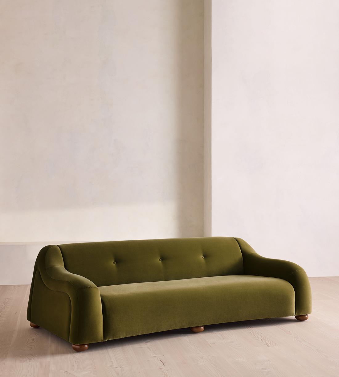 Liana Three Seater Sofa - Velvet - Olive - UK - Listing - Image 1