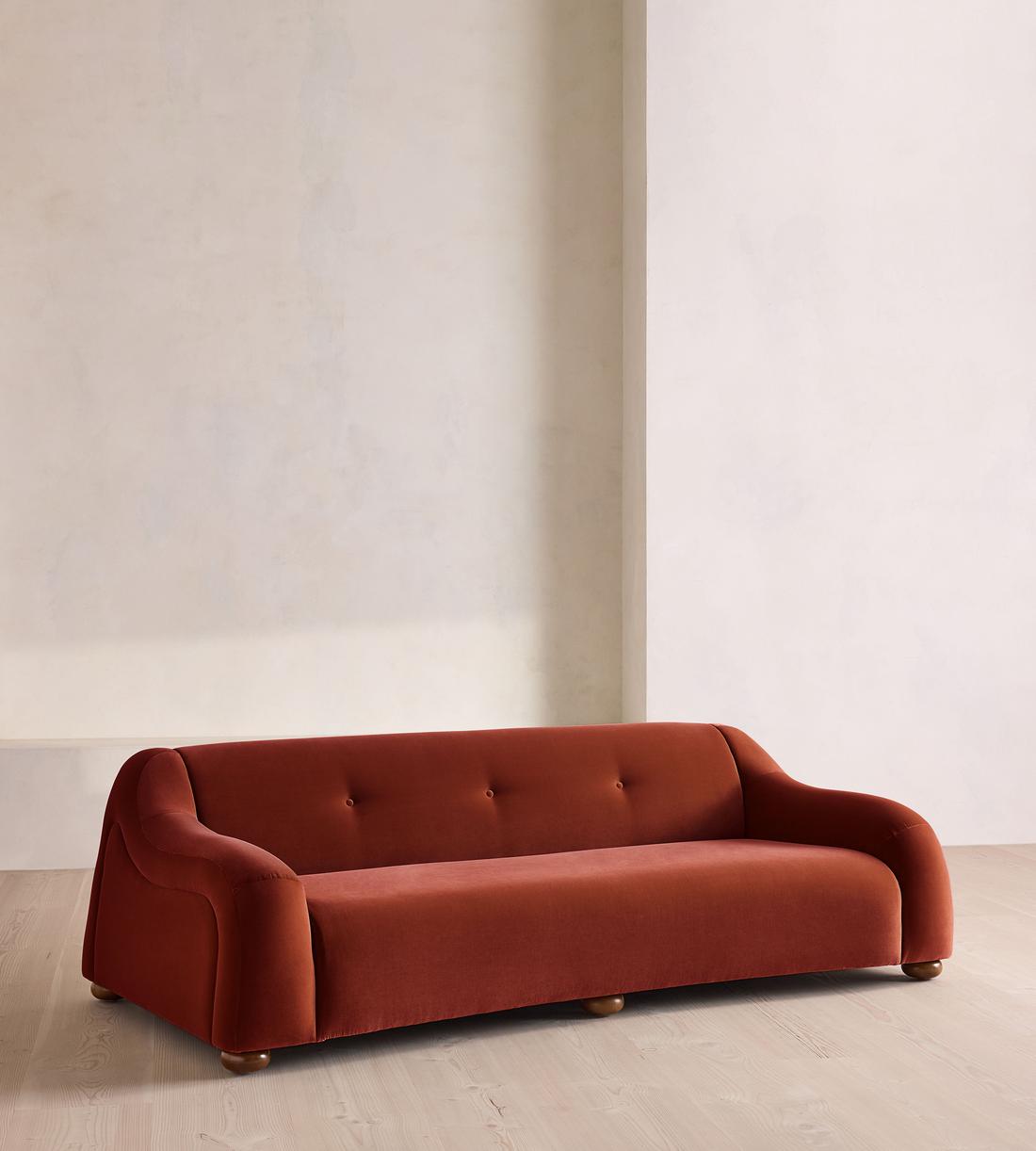 Liana Three Seater Sofa - Velvet - Rust - UK - Listing - Image 1