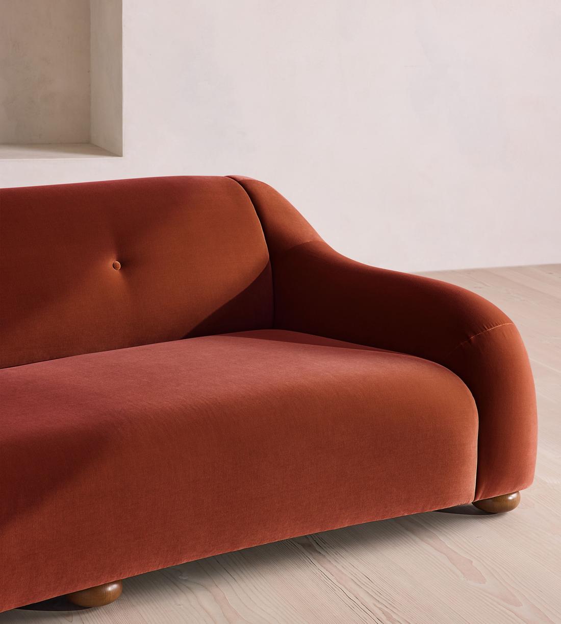 Liana Three Seater Sofa - Velvet - Rust - UK - Images - Image 5