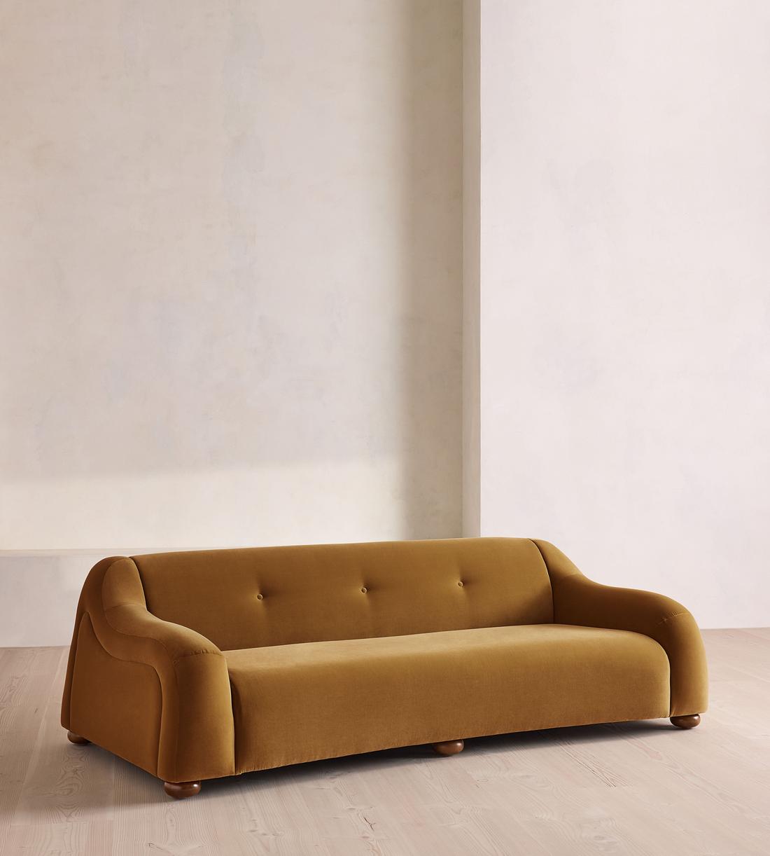Liana Three Seater Sofa - Velvet - Mustard - UK - Listing - Image 1