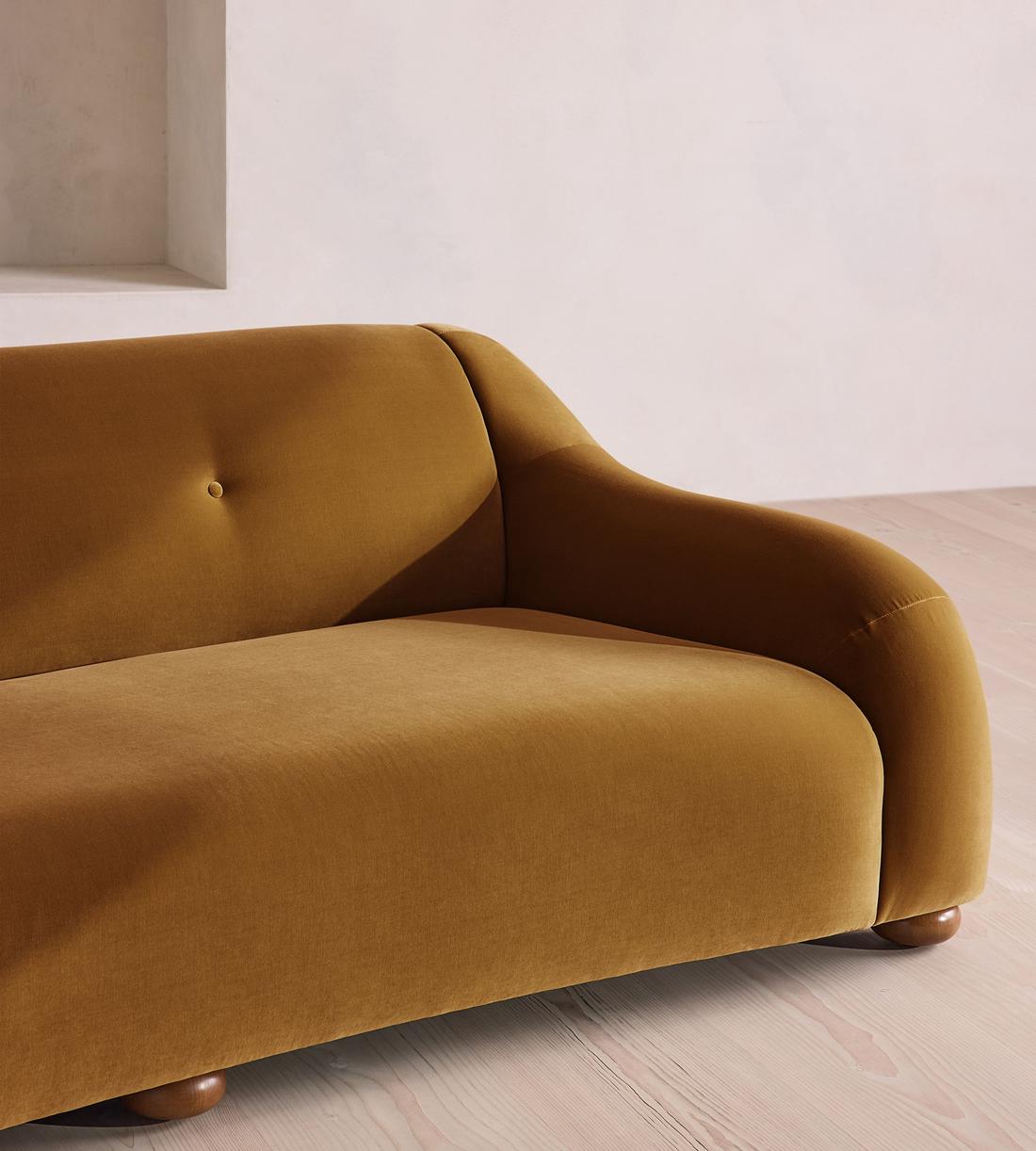 Liana Three Seater Sofa - Velvet - Mustard - UK - Images - Image 5